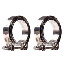 NEW 2 X 3.5" V-Band Flange & Clamp Kit for Turbo Exhaust Pipes Stainless Steel