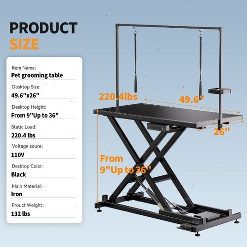 50'' Professional Electric Dog Grooming Table Heavy Duty Height Adjustable NEW - Picture 2 of 13