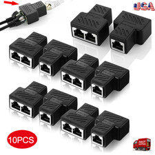 10 Pack Rj45 Lan Ethernet Splitter Adapter 1 To 2 Network Lan Cable Connector US