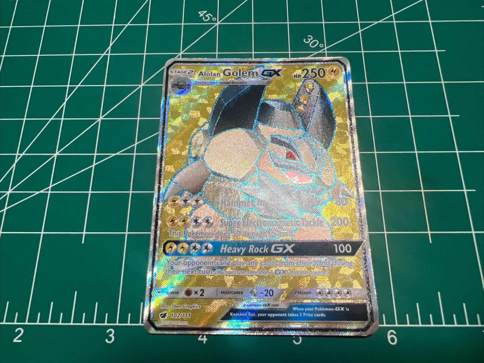 Pokémon TCG Alolan Golem GX Crimson Invasion 102/111 Holo Full Art