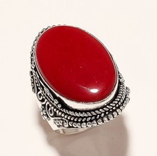 Natural 7.00 Carat 925 Sterling Silver Handmade Coral Ring