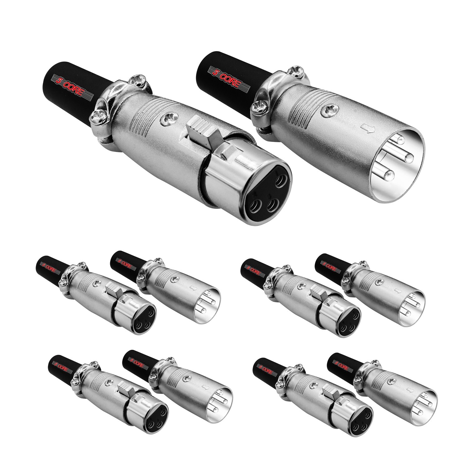 5Core XLR Connector Male Female to 1/4 Audio Jack 3 Pin Secu