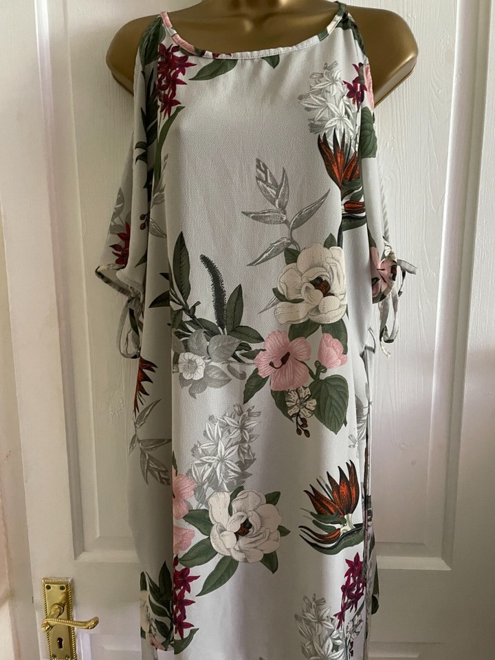 LADIES SELECT FLORAL PRINT COLD SHOULDER SUMMER DRESS SIZE 12 eBay