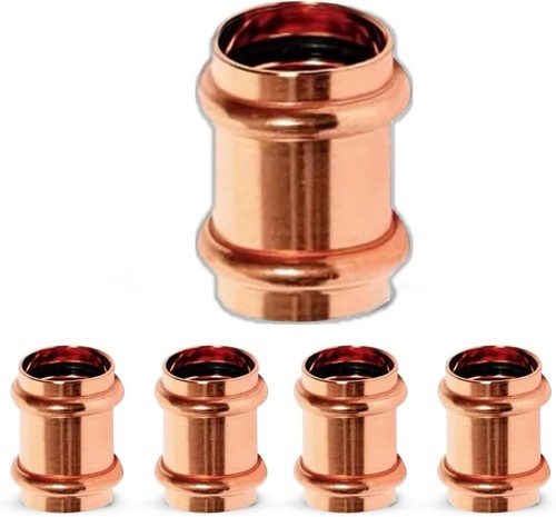 Propress Fitting Copper Coupling 3/4” Zero Lead Copper Coupling with Stop 5 pack
