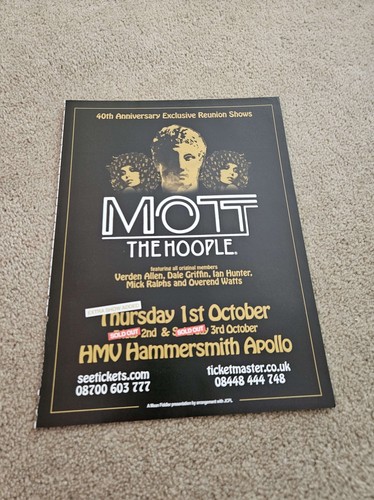 FPOT409 MAGAZINE ADVERT 12X9" MOTT THE HOOPLE : 40TH ANNIVERSARY REUNION SHOWS