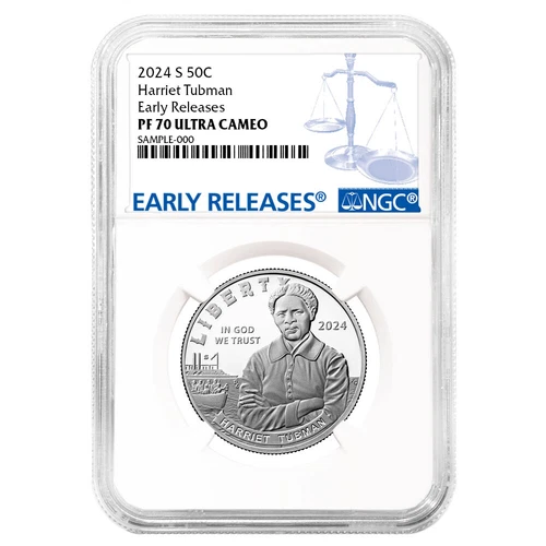 2024-S 50c Proof Clad Harriet Tubman Coin NGC PF70UC ER Blue Label