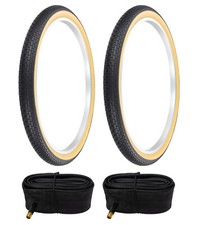 PRO BICYCLE TIRES 26 X 2.125 BLACK/GUM G-5009 BRICK SEMI-SLICK TREAD W/TUBES