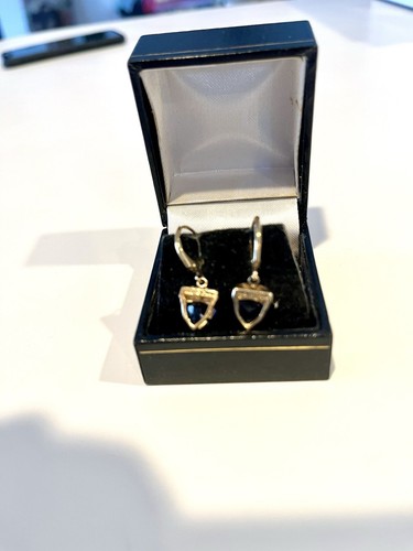 Tanzanite & Diamond Briolette Earrings. 12 KT Gold Over Sterling Silver - Picture 5 of 5