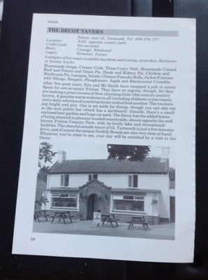L1-9 Ephemera 1988 Bild Artikel Kneipe The Decoy Tavern Fritton