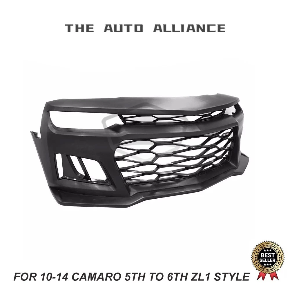 ZL1 Style Front Bumper Cover Conversion For 2014-2015 Chevy Camaro – 5th To 6th Gen Look, Unpainted Black PP Plastic