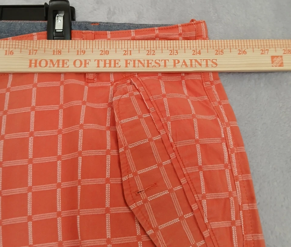 Sean John Men's 46B Bermuda Shorts Orange Check Golf Cotton Casual Cargo Safari - Image 3 of 4