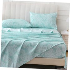 Size Paisley Printed Sheet Set,4 Pieces Boho Style Breathable Soft Queen Blue
