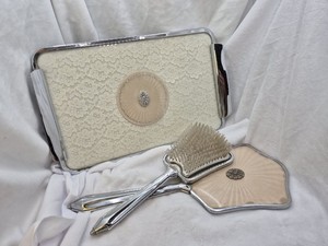 Vintage Vanity Dressing Table Set Brush Mirror Tray Boudoir