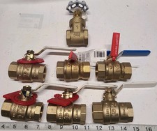 Lot of 7 Brass 1" Threaded Valve's  6 Ball valve's  1 Gate Valve