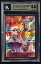 Hulk Hogan-Ric Flair-Steve Austin 2024 Leaf Special Release Foil 1/1 Beckett 9.5