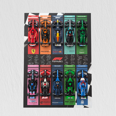 Lego F1 Display Stand 50x70 cm - Speed Champions - Wand oder Rahmen Kulisse