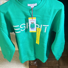 Women  s Esprit Green Logo Crew Neck Pullover Sweatshirt Long Sleeve Regular S