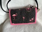 New Donna Sharp String Wallet - BlacK W/Pink Flamingos