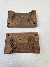 Vintage German Hand Carved Butter Or Cookie Mold Wood Chicken