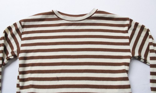 Zara Girl's Striped Co-Ord Ruffle Hem Top Drawstring Bottoms EH6 Brown Size 5Y - Picture 3 of 10