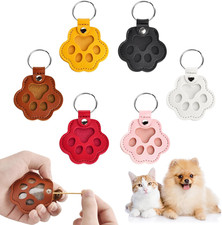 6 Pcs Pet Hair Keychain, Pet Paw Print Leather Keychain, Pet Memorial Gifts for