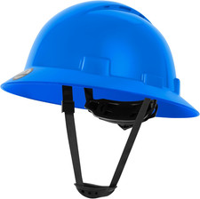 HDPE Full Brim Hard Hat, Construction Safety Helmet with Vented Holes, 6 Point A