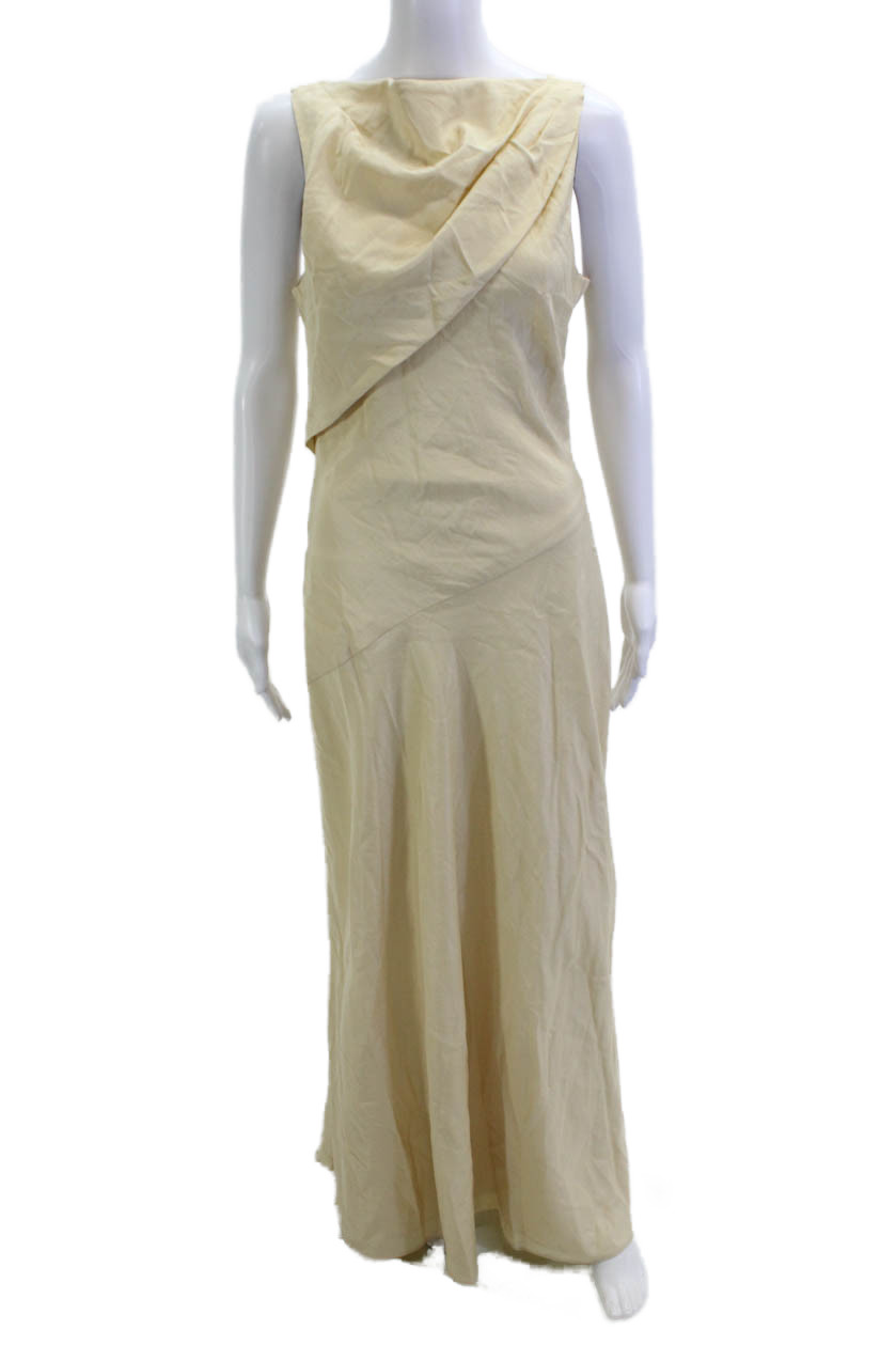 Jewel Badgley Mischka Women Maxi Sheath Dress Beige Polyester Zip Size 4Free Shipping in US $100+ Orders | $6.95 Orders Below