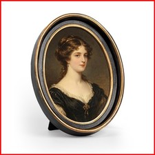 AELS 5x7 Inch Vintage Picture Frame Black Oval with Gold Trim