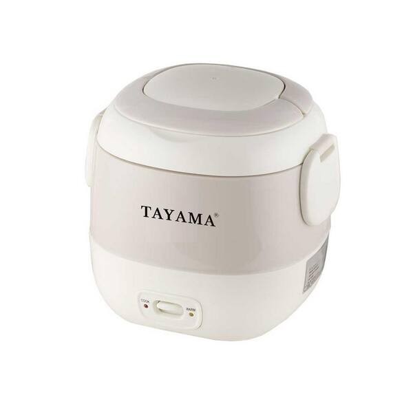 Tayama Mini Rice Cooker Portable White Cool-Touch Exterior Removable Lid 3-Cup