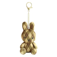 Miffy Plush Doll Keychain 11cm(4.33in) Mocha Check Bag Charm Official Licensed