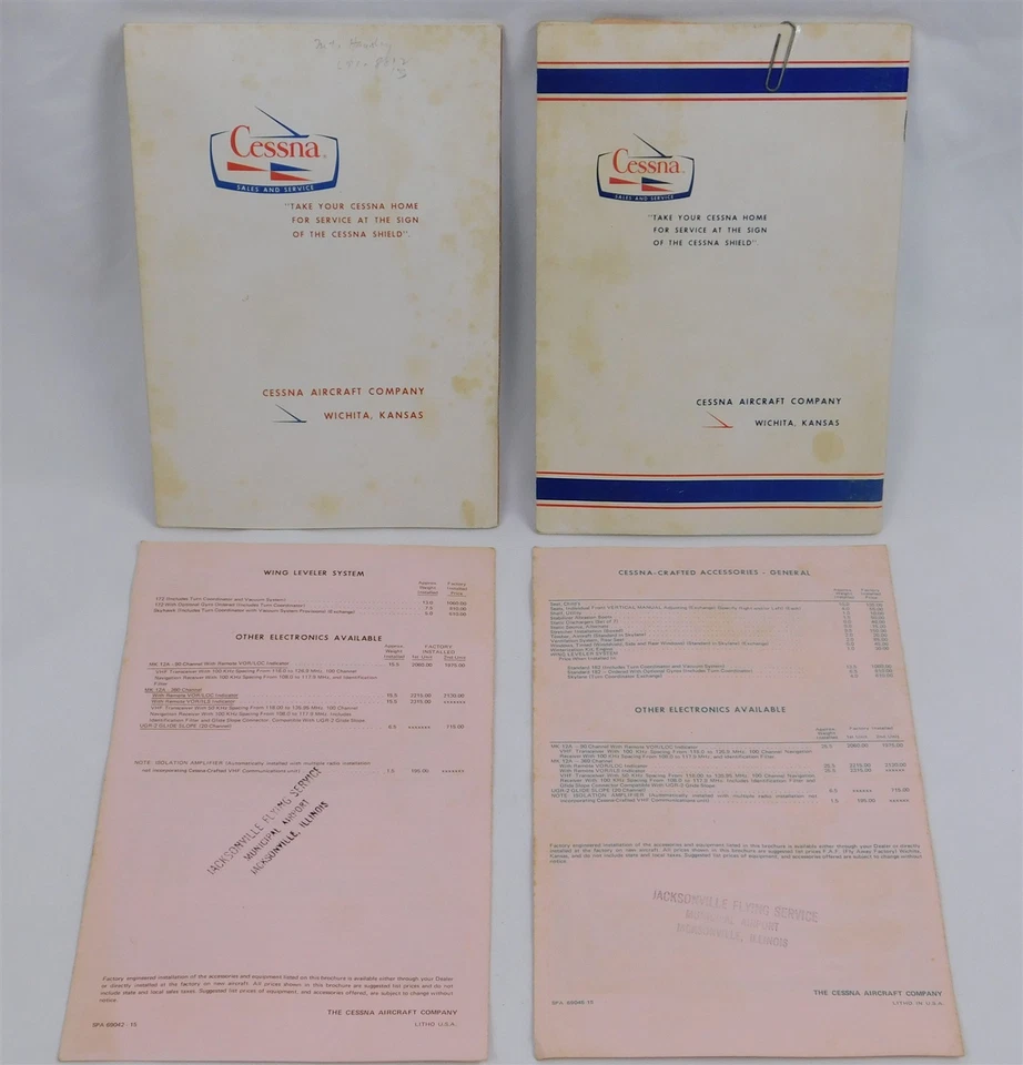 LOTE DE COLECCIÓN CESSNA 177 Cardinal 182 Skylane 172 Skyhawk 1967 1968 1969 Manual Precios Foto 2 de 4