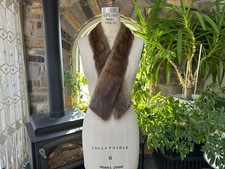 Vintage Brown Mink Cross Thru Coat Sweater Collar