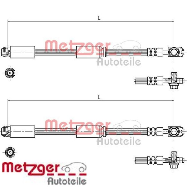 2X Bremsschlauch Metzger 4116227 2 BremsschläUche Rechts Links Vorne FüR Audi-image