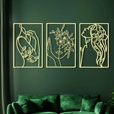 3 Pieces Gold Wall Decor Minimalist Wall Art Metal Line Wall Art Wall Decor for 