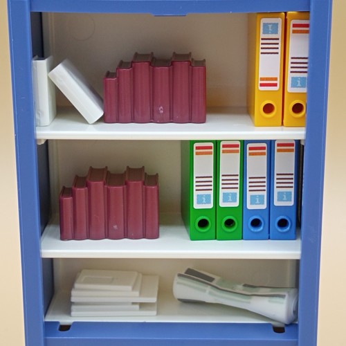 Playmobil blaues Regal - Möbel Schrank Schubladen - Bücher Aktenordner - Büro - Bild 3 von 4