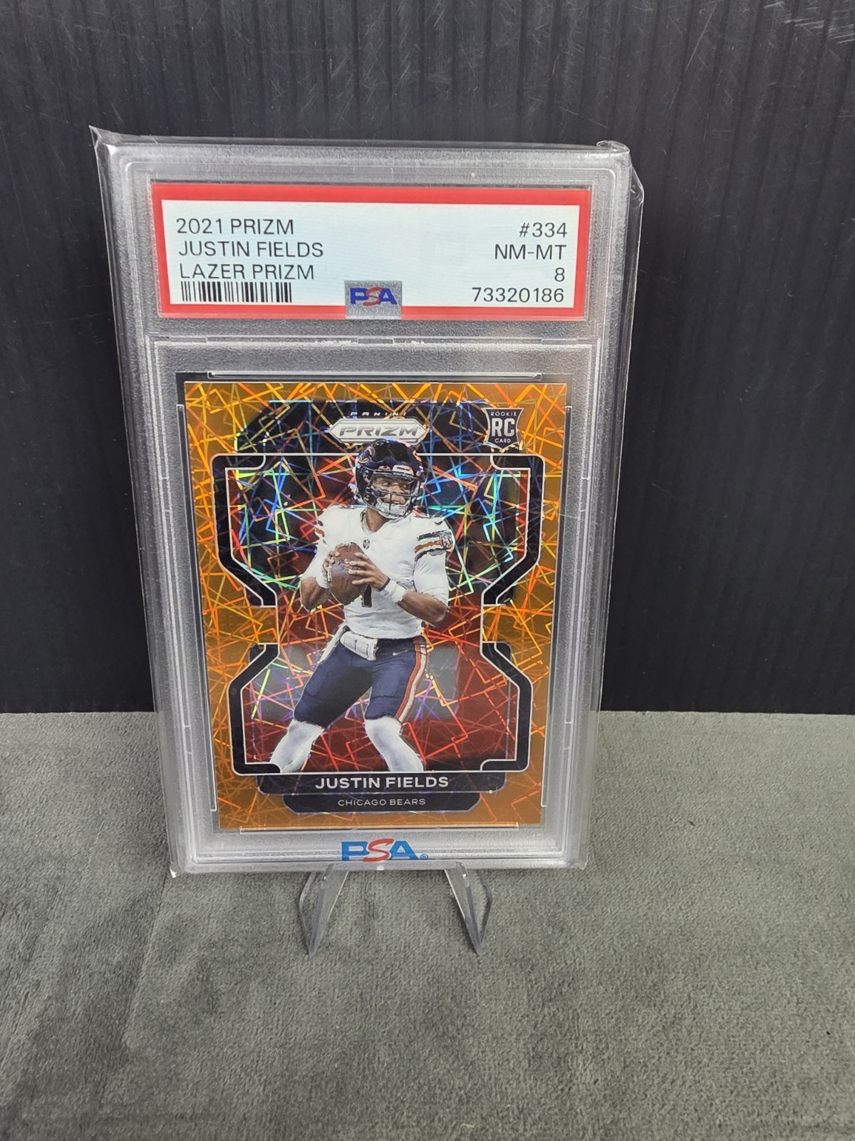 Justin Fields 2021 Panini Prizm Orange Lazer Prizm Rookie PSA 8 #334 RC A-1-1