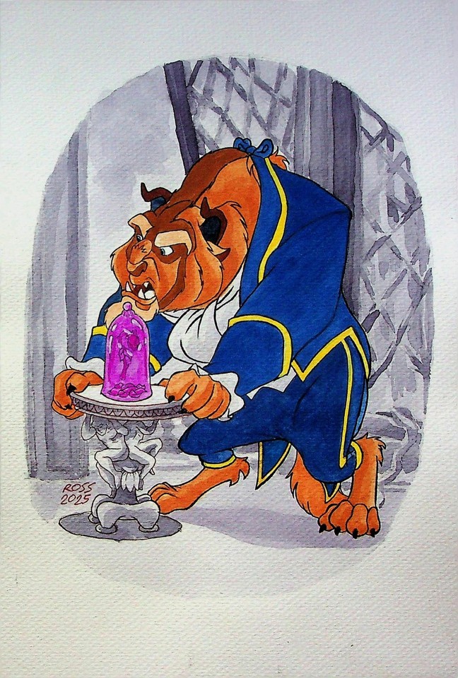 Beauty and the Beast 1991 Rossell Oreta SIGNED Hand Painted Convention Art Comic Art