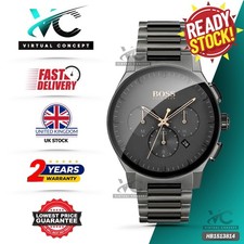 HUGO BOSS HB1513814 Peak Black Dial Stainless Steel Chronoraph Men's Watch 43mm