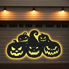 Halloween Garage Door Decorations Outdoor Pumpkin Decorations, Black