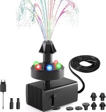 Verstellbarer Springbrunnen mit LED für Garten und Vogelbad, 7 Düsen
