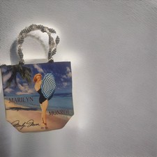Marilyn Monroe Beach Umbrella Handbag With Blue Silver Beaded Handles Purse