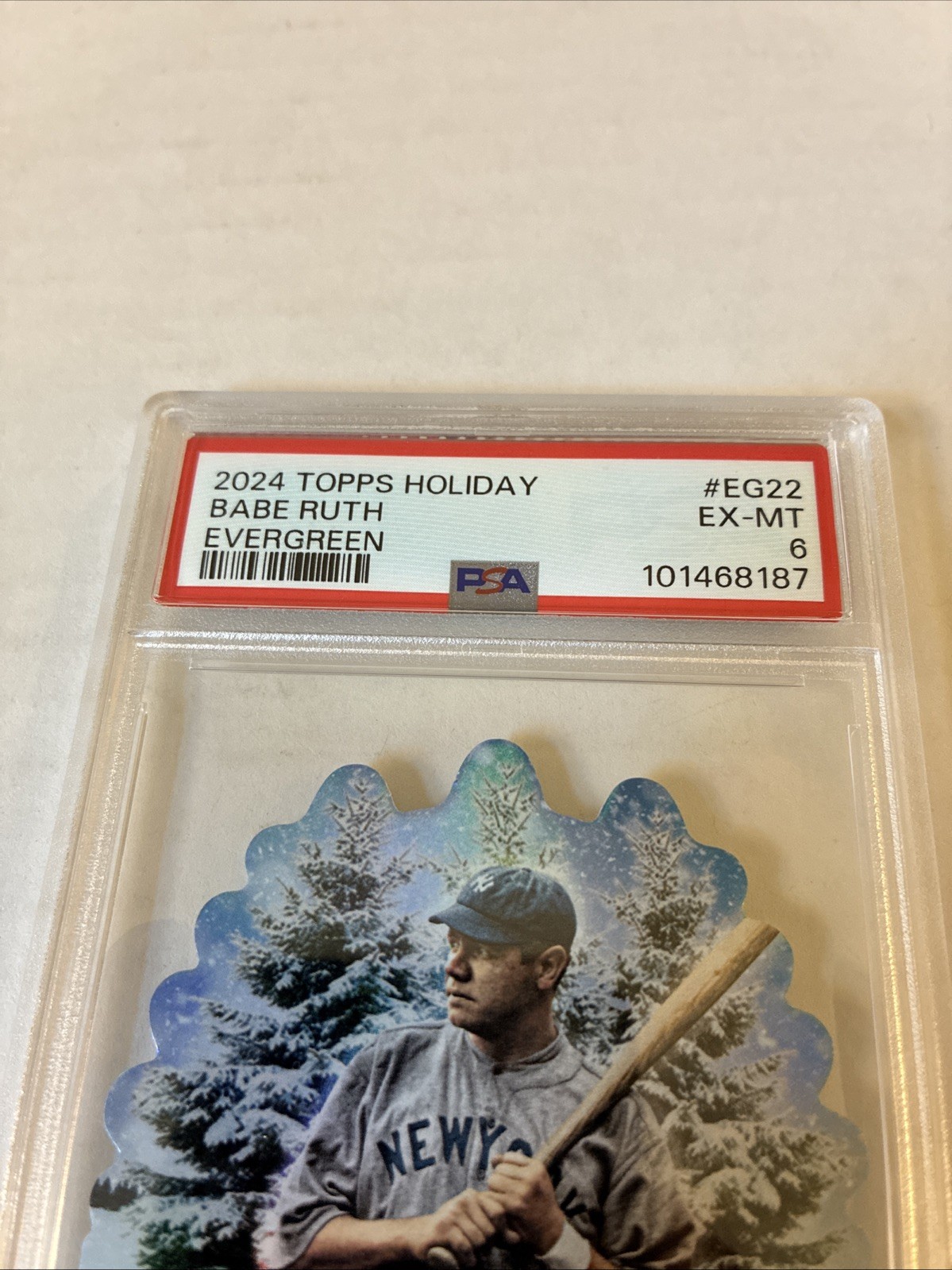 Topps 2024 Holiday Evergreen Babe Ruth #EG-22 Insert PSA 6 Yankees view 2