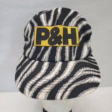 P&H Hat Snapback Baseball Cap Men's Adjustable Zebra Print Yellow Logo