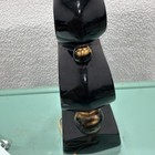 Vintage MCM Kron Ceramic Lamp Zig-Zag Mid Century Modern Atomic black gold 1950s — photo 10