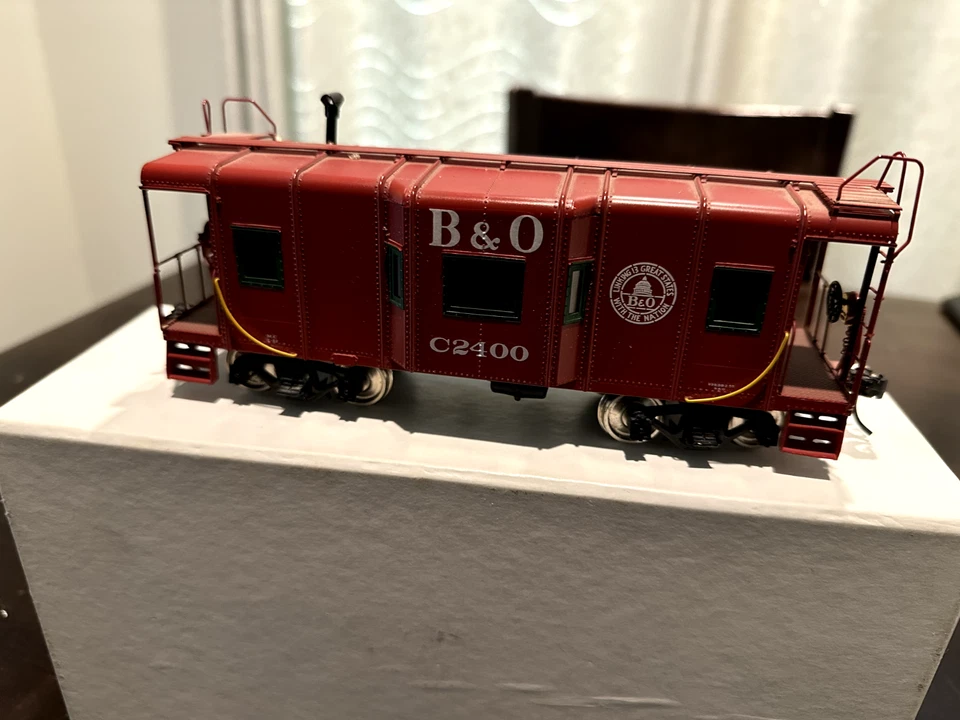 Raro Sunset 3 rieles latón Baltimore & Ohio B&O rojo I-5 ventana furgón de cola Foto 3 de 4