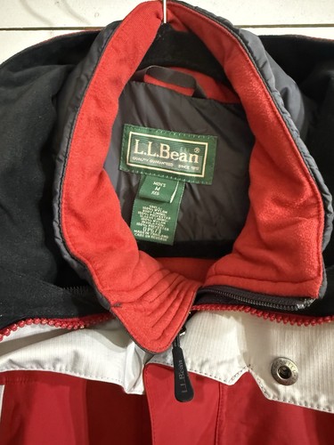 LL Bean Jacket Mens Medium Red Gray Ski Heavyweight Quilted Double Layer 2 In 1 - Picture 3 of 11