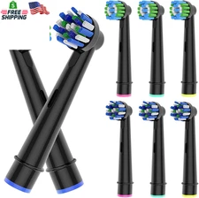 8 Pack Replacement Brush Heads Compatible w Oral B Precision & Cross Clean Black