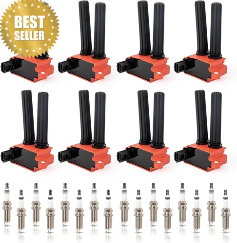 8 Red Ignition Coils +16 Iridium Spark Plugs for Dodge Jeep Chrysler 5.7L UF504