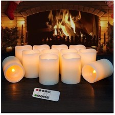 Set of 12 Ivory LED Flameless Candles with Remote Control