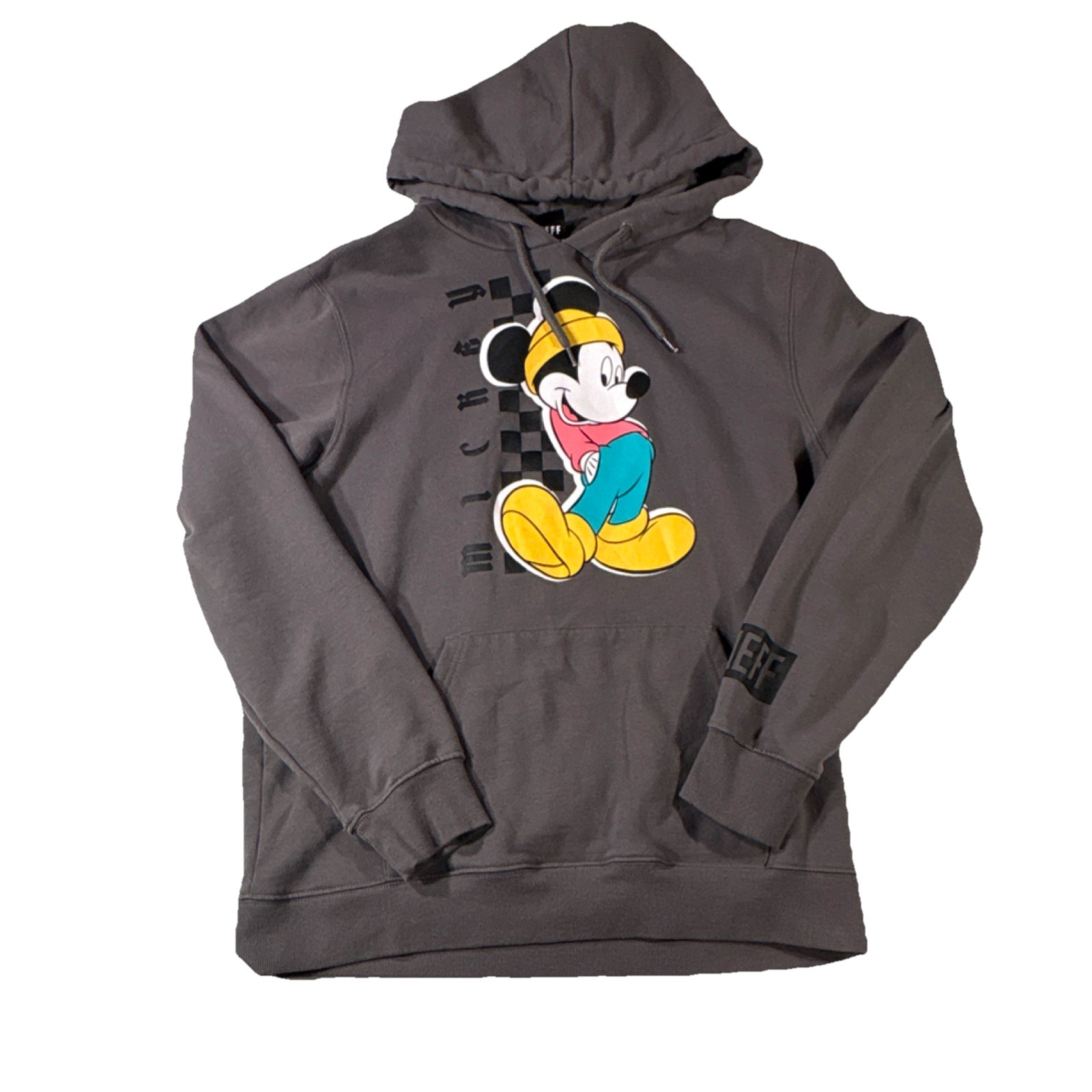 Disney Neff Gray Fleece Pullover Hoodie Men's Size M Mickey Mouse Hooded Pockets